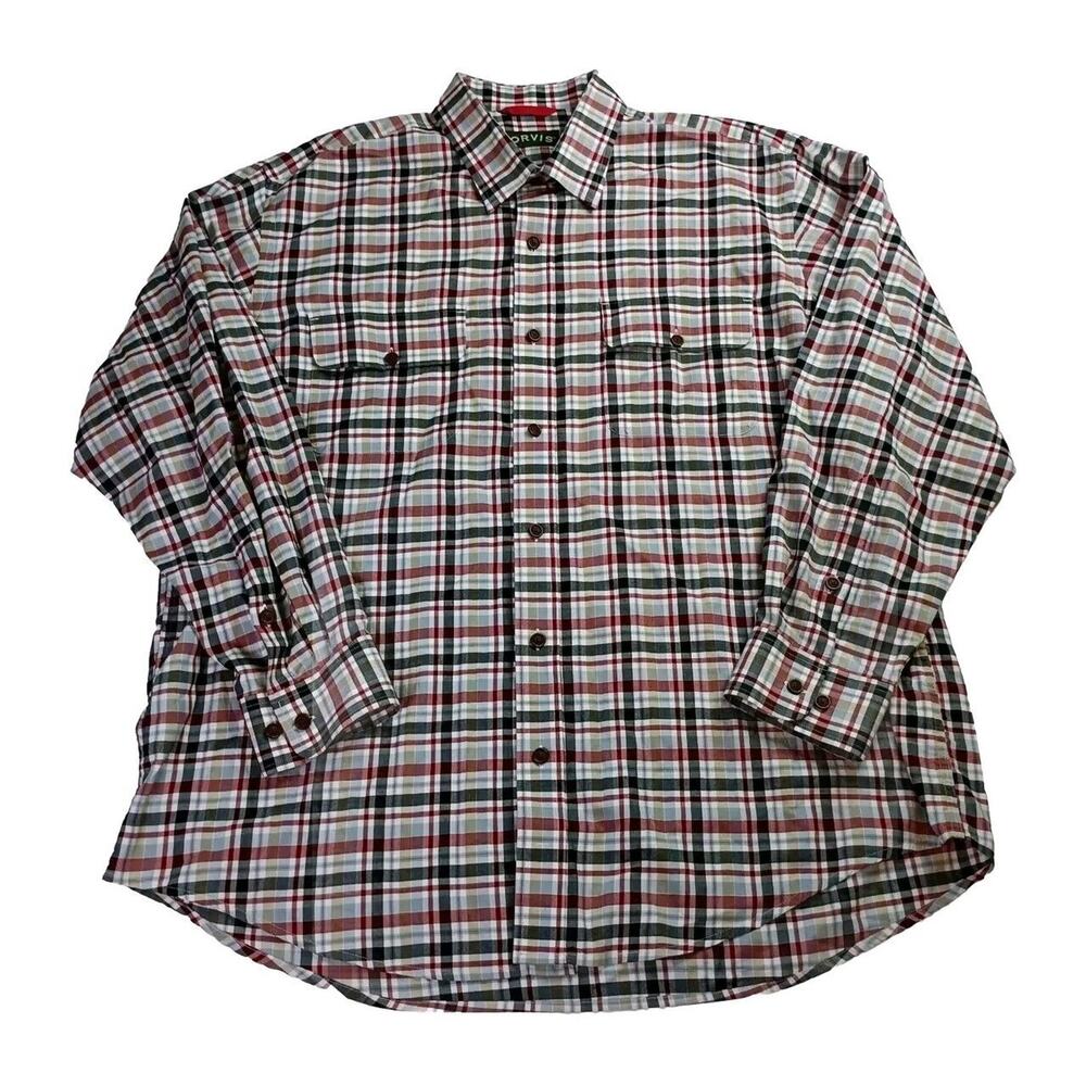 Orvis Game Bird Shirt Men's 2XL Multicolor Plaid Cotton Long Sleeve Button-Up